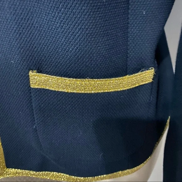 Banana Republic Blazer with Gold Trim Size 12 Blue - Picture 8 of 10
